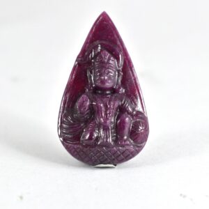 Hand Carved Ruby Lord Hanuman Statue, Healing Gemstone