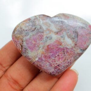 RUBY in Matrix Heartstone, Natural RUBY in Matrix Heart, Self Care, Healing Crystals, Unique Gift, Pocket Stone, Ruby Matrix Heart Stone.