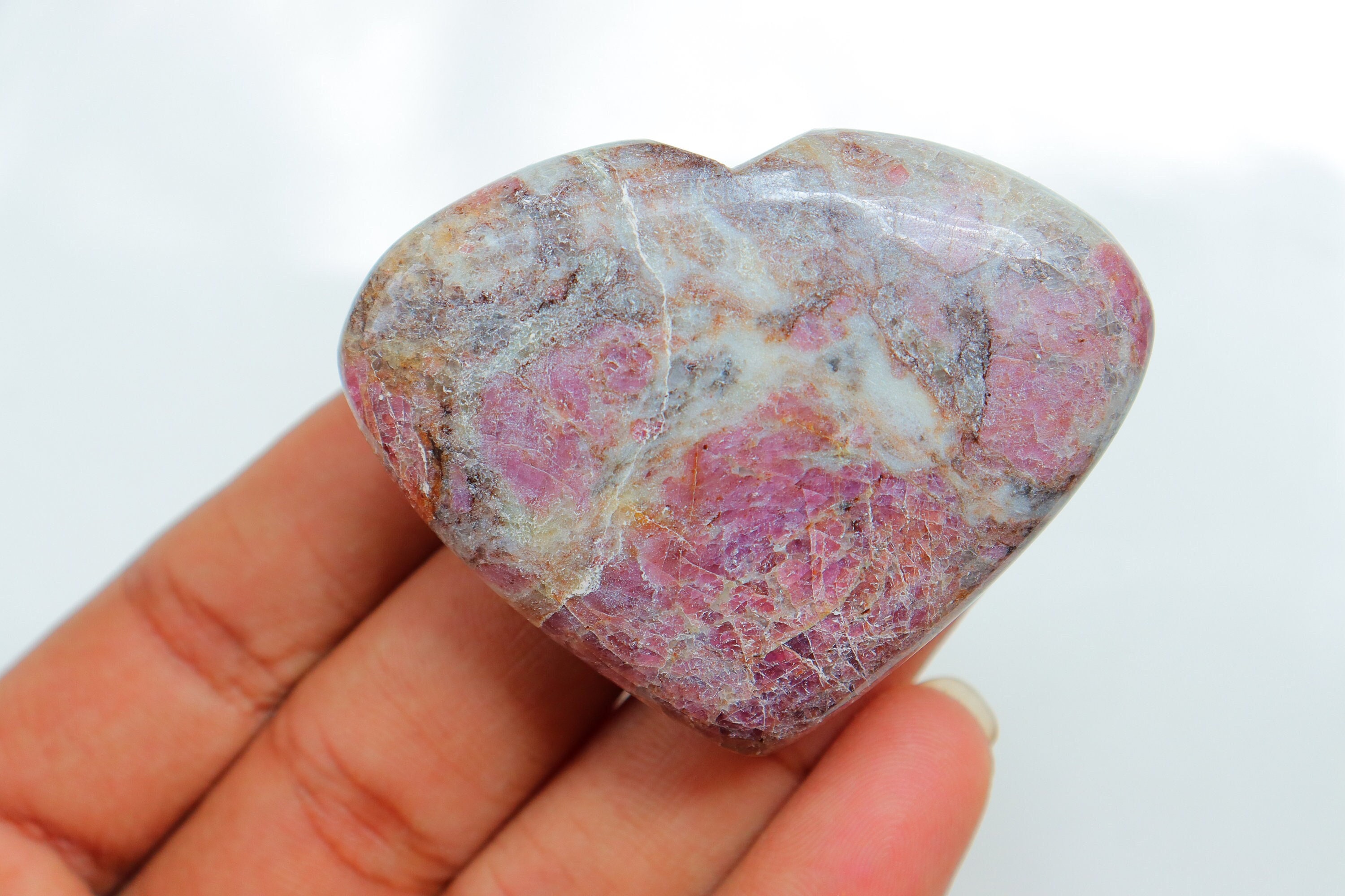 Ruby In Matrix Heartstone, Natural Ruby In Matrix Heart, Self Care, Healing Crystals, Unique Gift, Pocket Stone, Ruby Matrix Heart Stone.