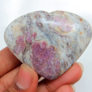 RUBY in Matrix Heartstone, Natural RUBY in Matrix Heart, Self Care, Healing Crystals, Unique Gift, Pocket Stone, Ruby Matrix Heart Stone.