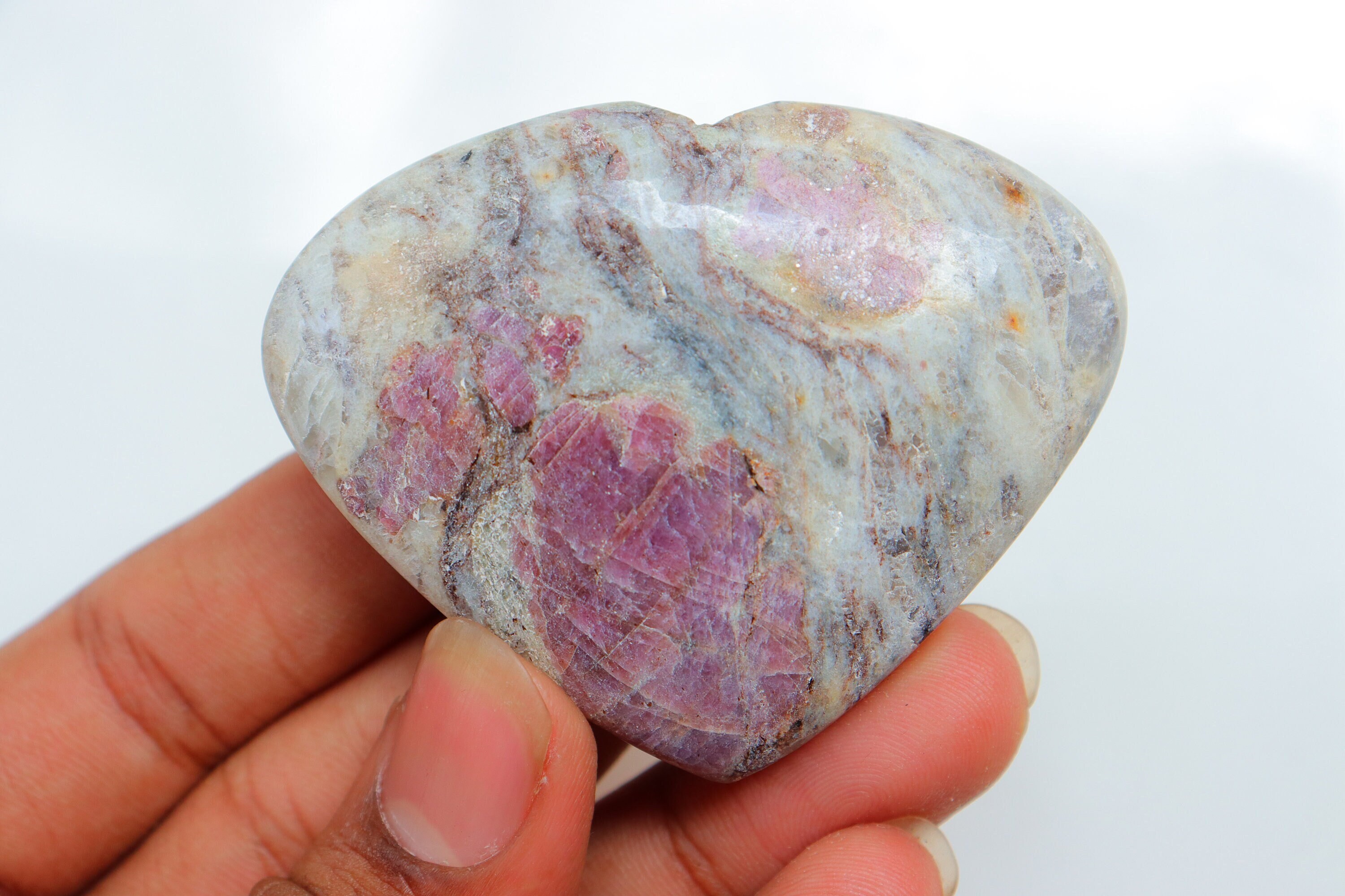 Ruby In Matrix Heartstone, Natural Ruby In Matrix Heart, Self Care, Healing Crystals, Unique Gift, Pocket Stone, Ruby Matrix Heart Stone.