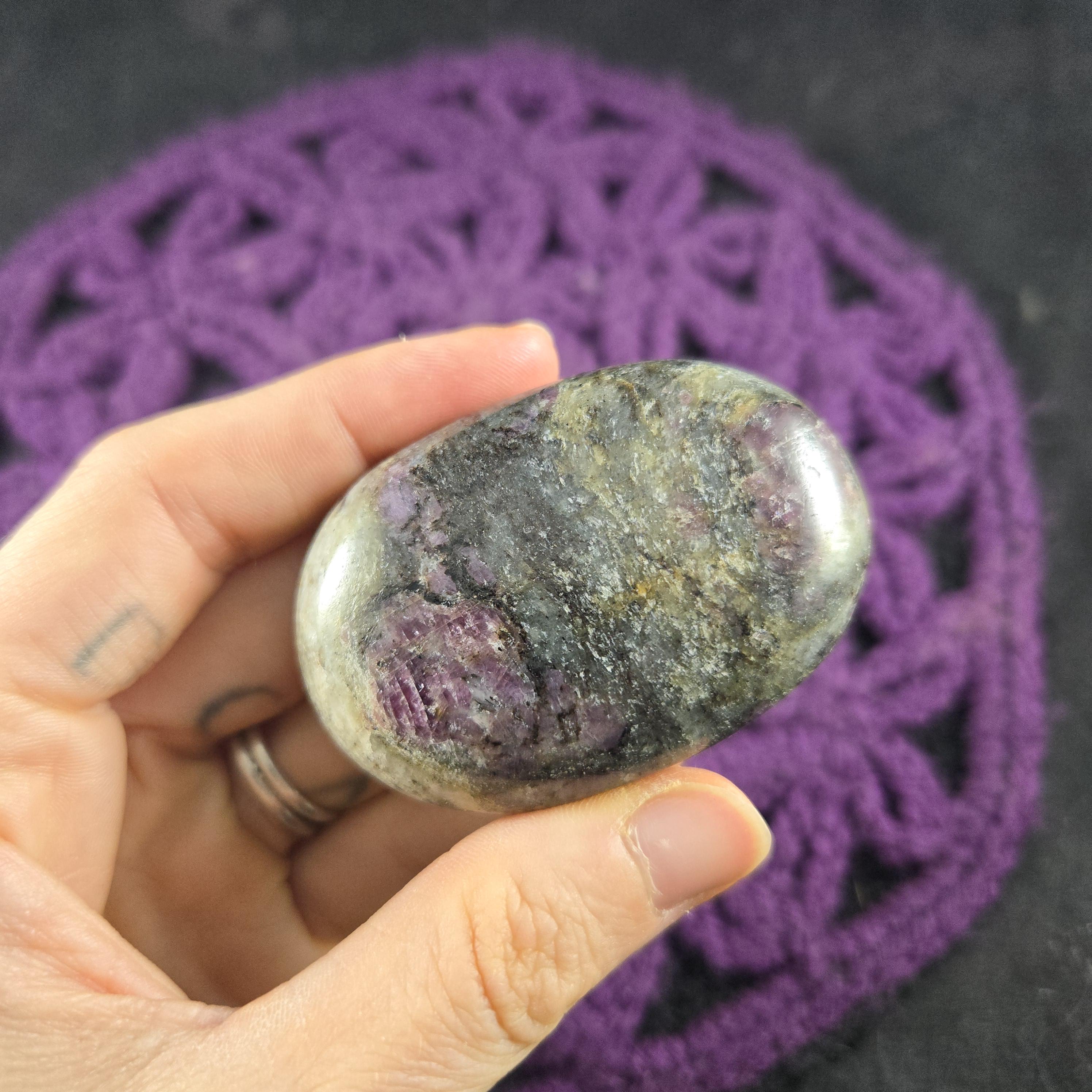 Ruby In Matrix Palmstone Polished Crystal Stone Gallet Crystal Natural Love July Birthstone Gift