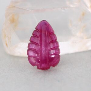 Natural Ruby Carving 1.00 Cts. Leaf Shape Hand Made -Leaf Shape Ruby Carving For Ring-Loose Ruby Carving Gemstone-Purplish Red Ruby Carved