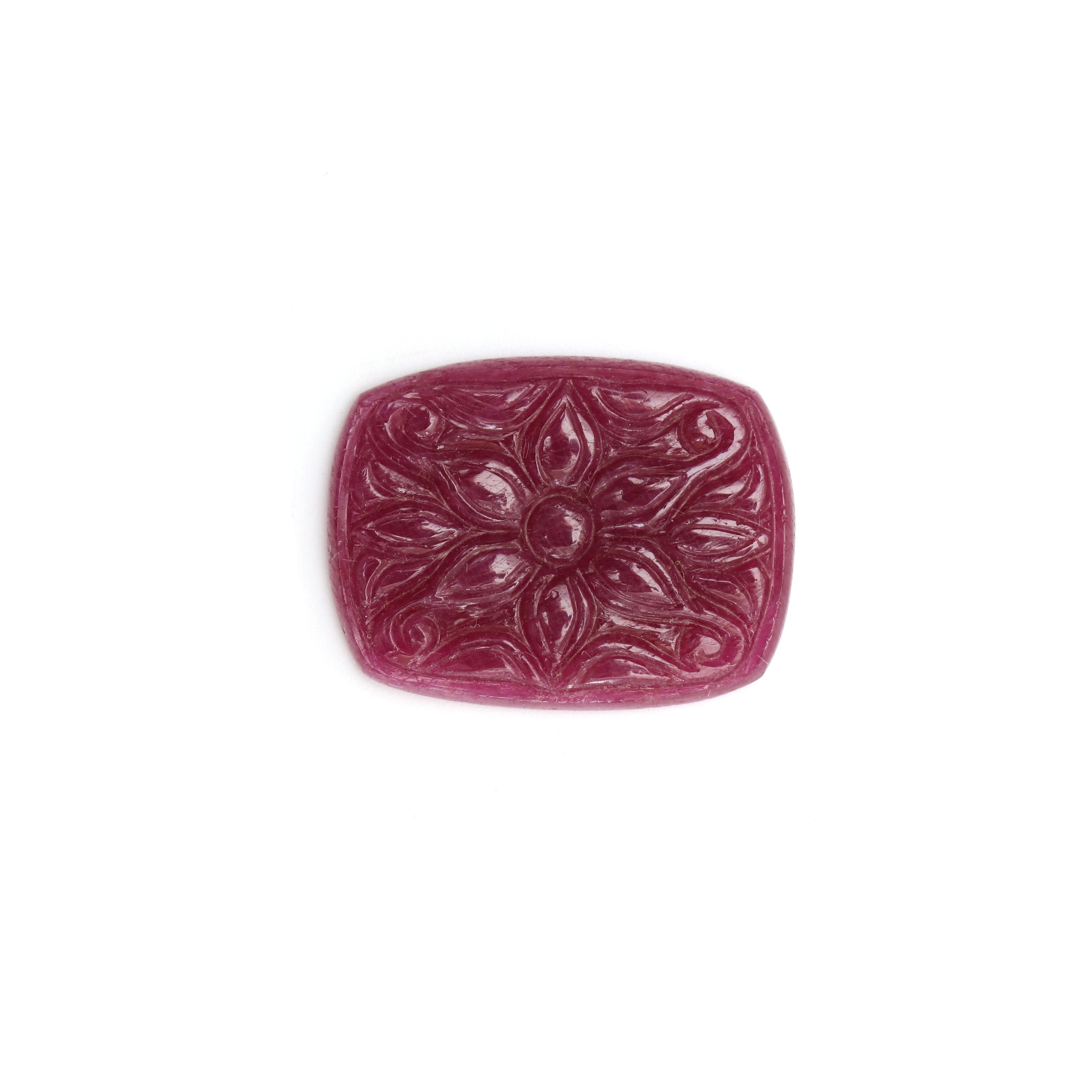 Natural Ruby Carving Cushion Loose Gemstone - 21x28 Mm - Ruby Cushion, Ruby Carving Loose Gemstone, 1 Piece