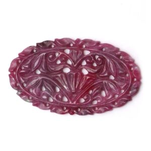 Natural Ruby Carving Oval Loose Gemstone - 27x48 mm - Ruby Oval, Ruby Carving Loose Gemstone, 1 Piece