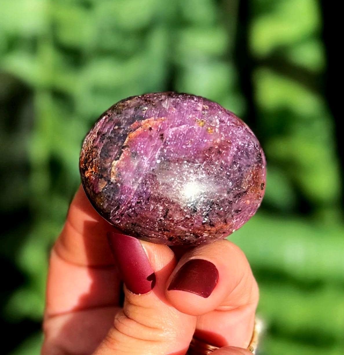 Star Ruby Palm Stone - Rare Ruby Gemstone With Star Asterism