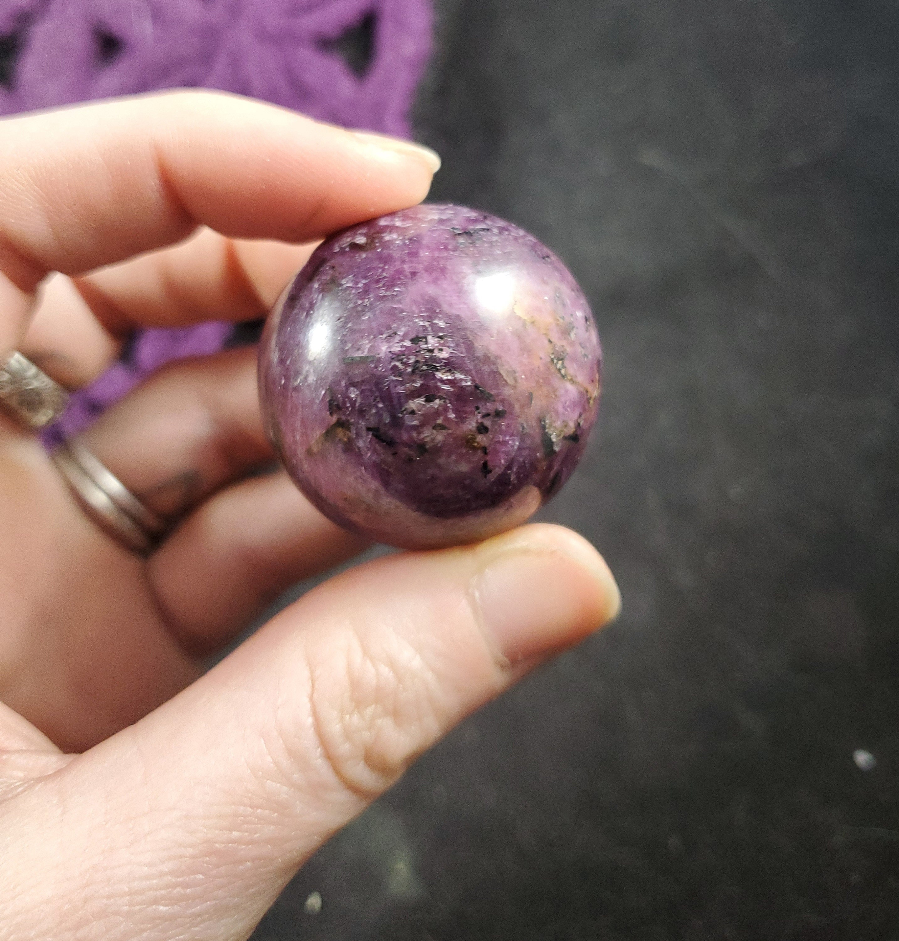 Star Ruby Sphere High Quality Stones Crystal 33mm Ball Polished Small Silver Flash