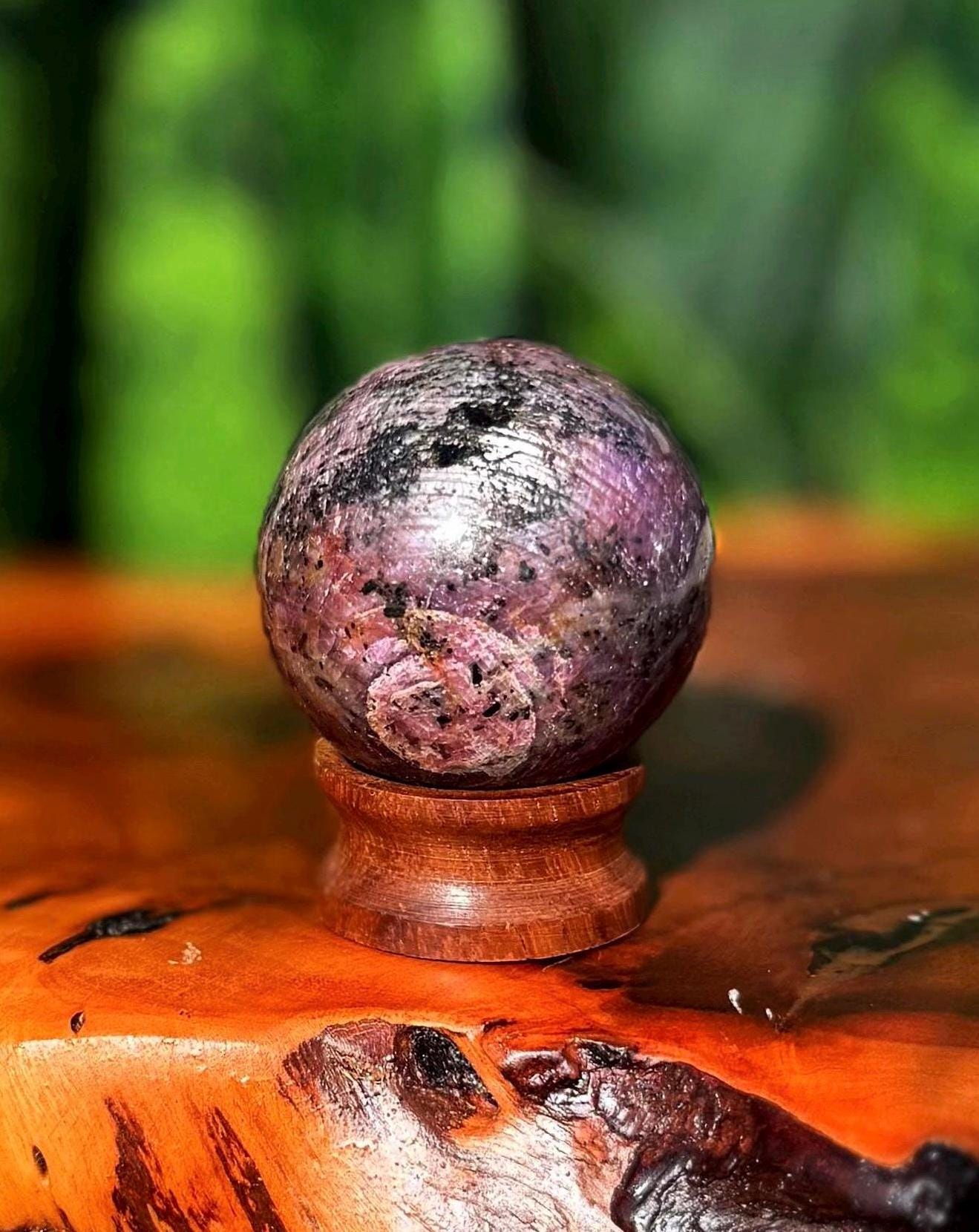 Star Ruby Sphere W/ Stand - Rare Ruby Gemstone With Star Asterism