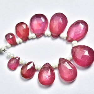 Super Quality Ruby Briolette Bead - 10 Beads - Beautiful Natural Faceted Raspberry Ruby Teardrops Briolettes - Size is 8x6- 11x8 mm #1125 Super Quality Ruby Briolette Bead - 10 Beads - Beautiful Natural Faceted Raspberry Ruby Teardrops Briolettes - Size is 8x6- 11x8 mm #1125