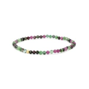 14K GOLD Ruby Zoisite 3mm | Delicate Beaded Bracelet Gold | [EBRM1457] Dainty Beaded Stacking Bracelet. Natural ruby zoisite