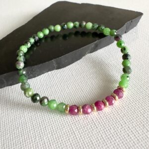 4mm Ruby Zoisite Beaded Stretch Bracelet: Green Pink Ruby Gemstone Jewelry 4mm Ruby Zoisite Beaded Stretch Bracelet: Green Pink Ruby Gemstone Jewelry