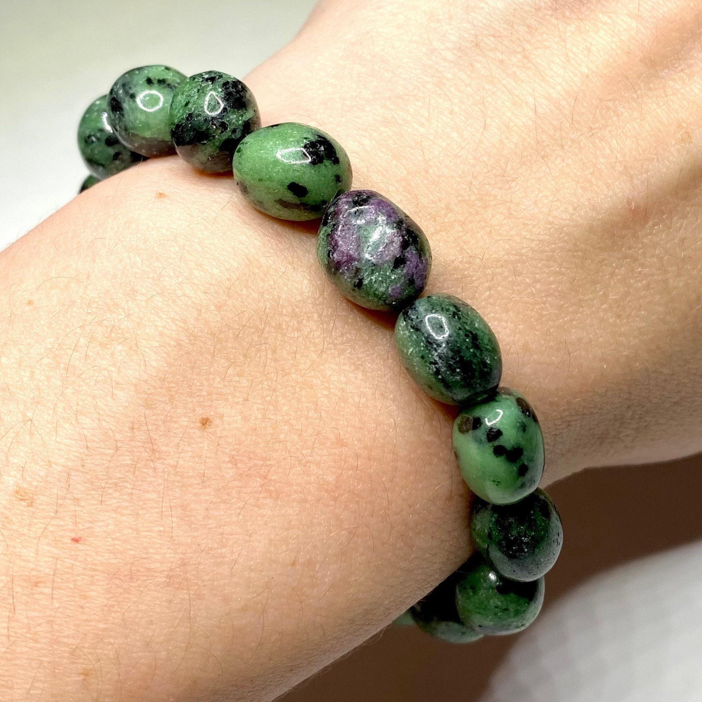 Ruby Zoisite Crystal Bracelet, Tumbled Gemstone Beaded Bracelet Ruby Zoisite Crystal Bracelet, Tumbled Gemstone Beaded Bracelet