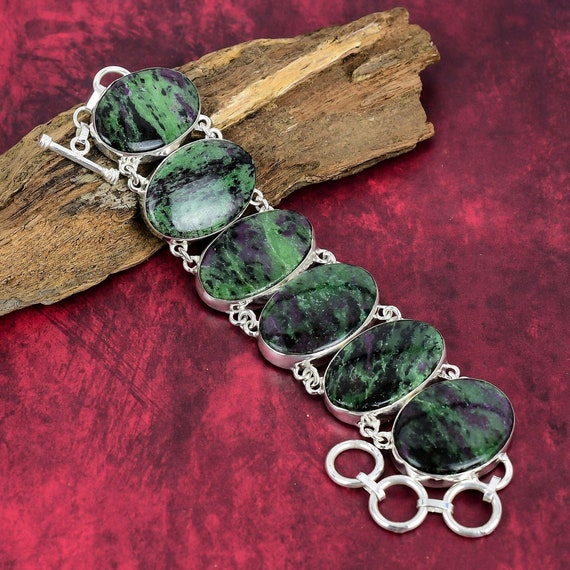 Dainty Ruby Zoisite Bracelet, 925 Sterling Silver Bracelet, Adjustable Chain Bracelet, Crystal Bracelet, Handmade Jewelry, Party Wear Gifts