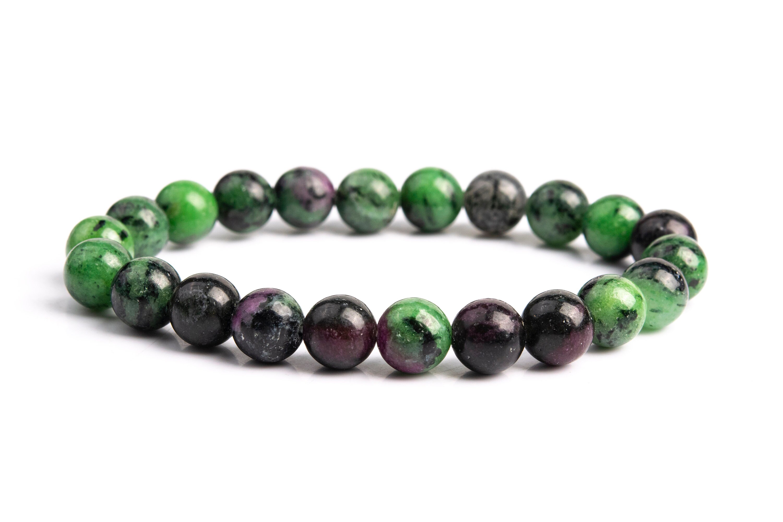 Genuine Natural Ruby Zoisite Grape Gemstone Beads 8mm Green & Black Round Aaa Quality Bracelet (106666h-2018)