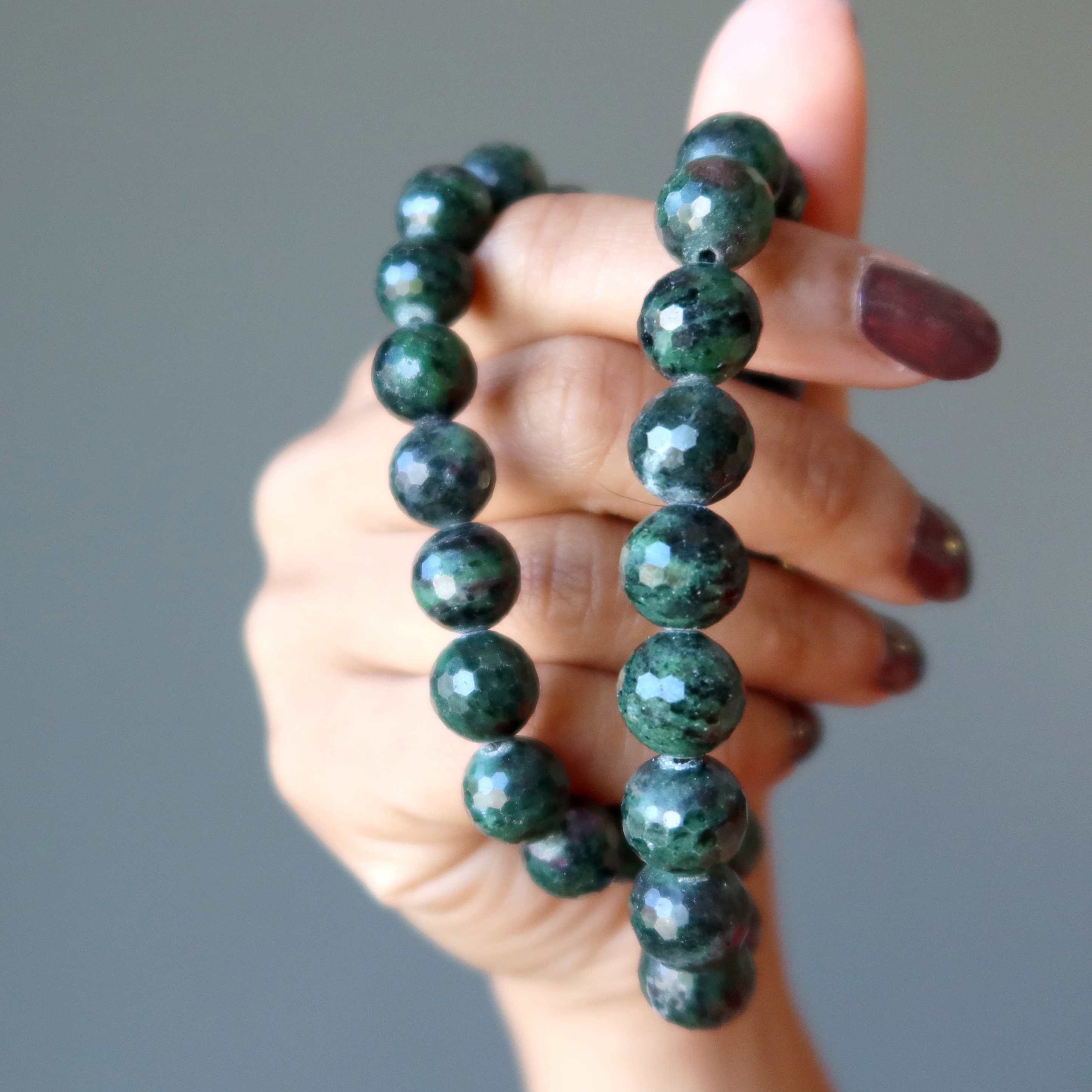 Ruby Zoisite Bracelet Green Faceted Abundance Gemstones