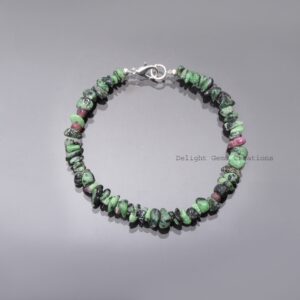 Green Pink Ruby Zoisite Beaded Bracelet - Chunky Zoisite Gemstone Bracelet - 6-7mm Ruby Zoisite Chips Jewelry, Gift For Her Green Pink Ruby Zoisite Beaded Bracelet - Chunky Zoisite Gemstone Bracelet - 6-7mm Ruby Zoisite Chips Jewelry, Gift For Her