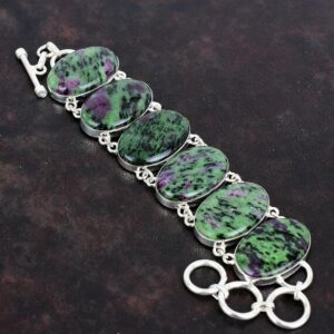 Handmade Ruby Zoisite Bracelet: 925 Sterling Silver Adjustable Chain Handmade Ruby Zoisite Bracelet: 925 Sterling Silver Adjustable Chain