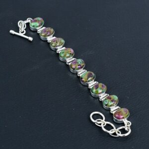Handmade Copper Ruby Zoisite Bracelet: 925 Sterling Silver Adjustable Chain Handmade Copper Ruby Zoisite Bracelet: 925 Sterling Silver Adjustable Chain