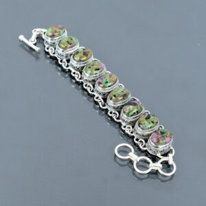 Handmade Copper Ruby Zoisite 925 Sterling Silver Bracelet: Adjustable Vintage Jewelry Handmade Copper Ruby Zoisite 925 Sterling Silver Bracelet: Adjustable Vintage Jewelry