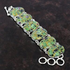 Handmade Copper Ruby Zoisite 925 Sterling Silver Bracelet Handmade Copper Ruby Zoisite 925 Sterling Silver Bracelet