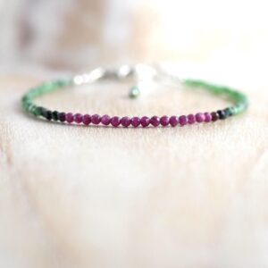 Ruby Zoisite Bracelet In Sterling Silver, Gold Or Rose Gold Filled With Dainty 2 To 2.2mm Faceted Beads, Delicate Ombre Gemstone Jewellery