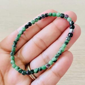 Mini Faceted Ruby Zoisite Crystal Bracelet: Green Red Gemstone (5-7.5" wrist) Mini Faceted Ruby Zoisite Crystal Bracelet: Green Red Gemstone (5-7.5" wrist)