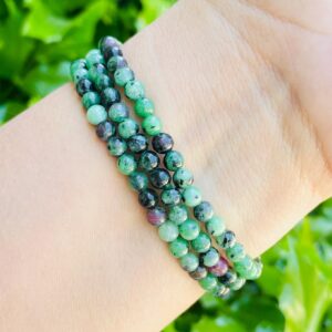 Mini Ruby Zoisite Bracelet: Round Gemstone Crystal Beads (5-7.5" wrist) Mini Ruby Zoisite Bracelet: Round Gemstone Crystal Beads (5-7.5" wrist)