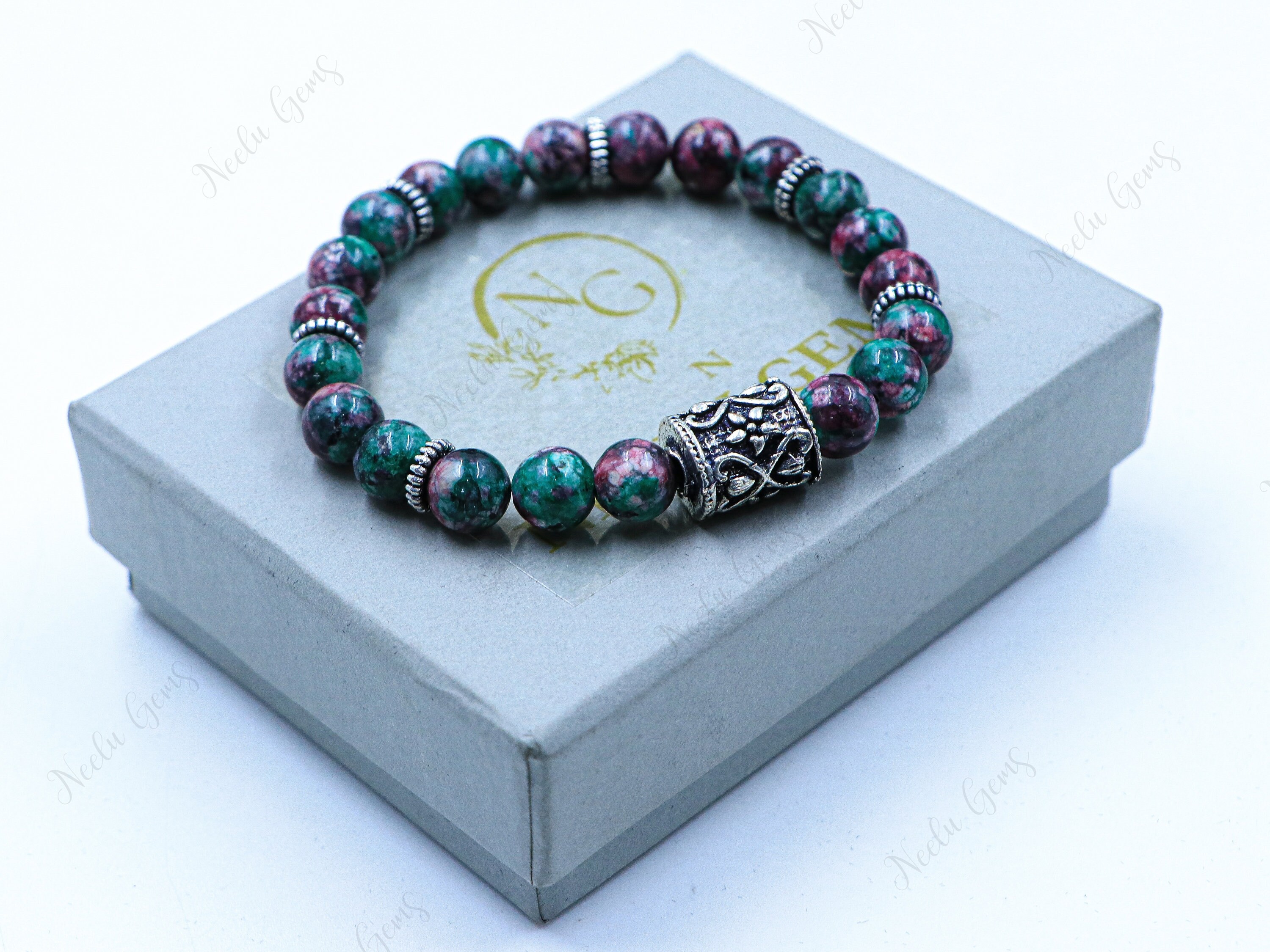 Natural Ruby Zoisite Bracelet 8mm, Pink Green Anyolite Healing Stone For Vitality, Heart Chakra Gemstone Jewelry, Unique Gift For Her Him Natural Ruby Zoisite Bracelet 8mm, Pink Green Anyolite Healing Stone For Vitality, Heart Chakra Gemstone Jewelry, Unique Gift For Her Him