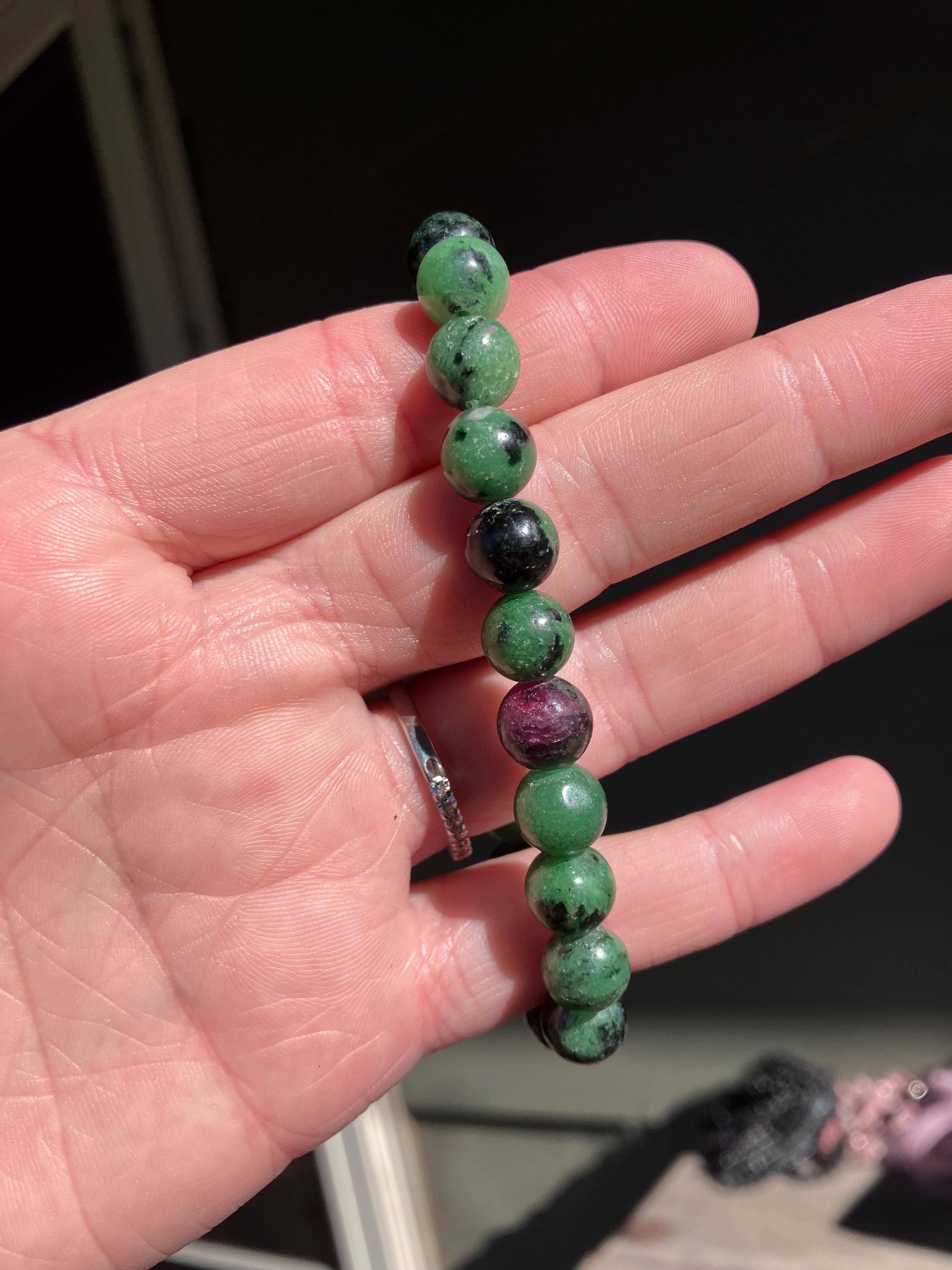 Natural Ruby Zoisite Anyolite 8mm Gemstone Beaded Jewelry Crystal Bracelet