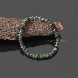 Natural Green Ruby Zoisite Beaded Bracelet, 6-6.5mm Ruby Zoisite Heishi Plain Tyre Beads Bracelet, Gift Bracelet, Unisex, Anniversary Gift Natural Green Ruby Zoisite Beaded Bracelet, 6-6.5mm Ruby Zoisite Heishi Plain Tyre Beads Bracelet, Gift Bracelet, Unisex, Anniversary Gift
