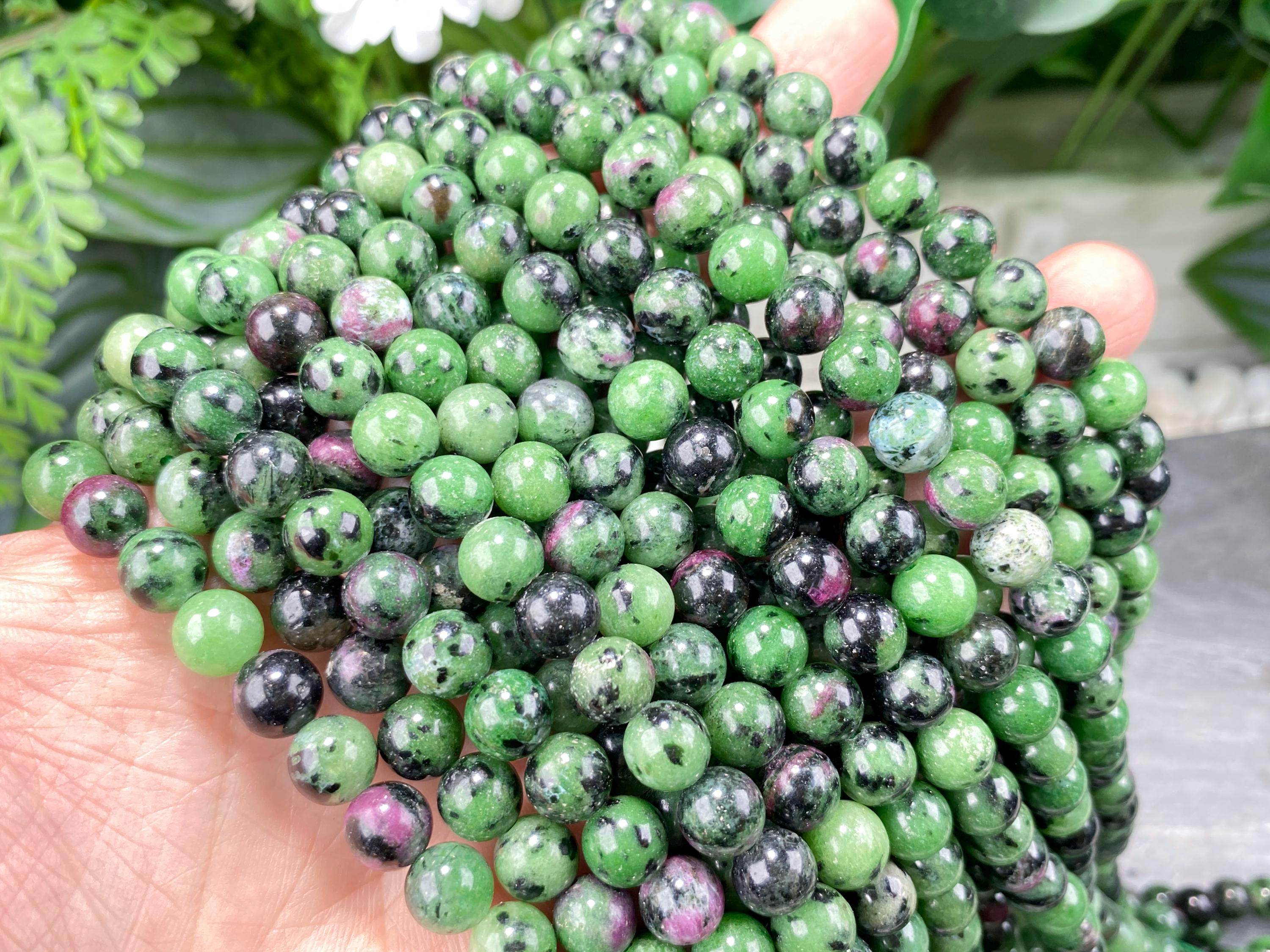 Natural Ruby Zoisite Smooth Round Beads Loose Gemstone Crystal For Jewelry Making / Bracelets / Diy 4mm 6mm 8mm 10mm 12mm Stone Beads.