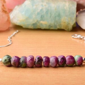 Natural Ruby Ziosite Bracelet In 925 Sterling Silver, Dainty Bracelet, Ombre Bracelet, Gemstone Bracelet, Ruby, Birthstone, Gift For Her, Natural Ruby Ziosite Bracelet In 925 Sterling Silver, Dainty Bracelet, Ombre Bracelet, Gemstone Bracelet, Ruby, Birthstone, Gift For Her,