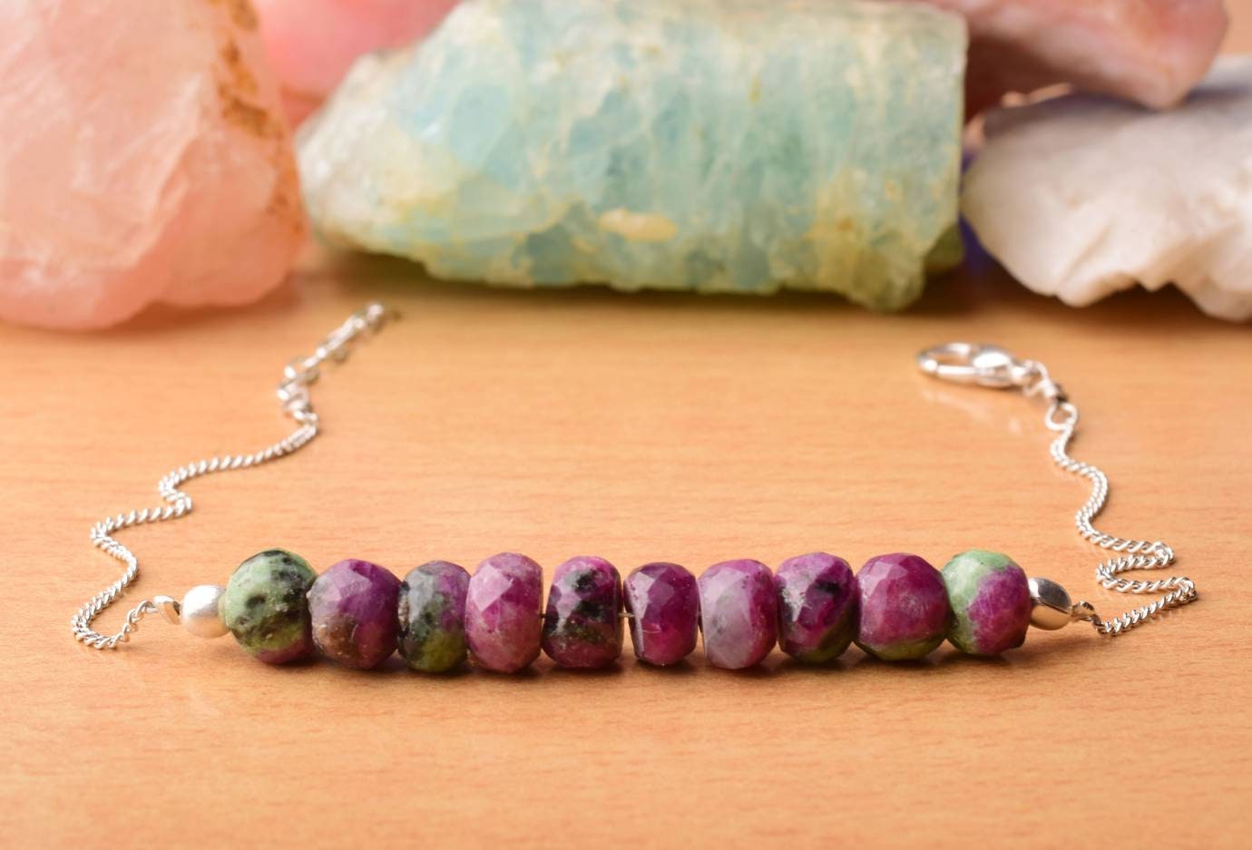 Natural Ruby Ziosite Bracelet In 925 Sterling Silver, Dainty Bracelet, Ombre Bracelet, Gemstone Bracelet, Ruby, Birthstone, Gift For Her, Natural Ruby Ziosite Bracelet In 925 Sterling Silver, Dainty Bracelet, Ombre Bracelet, Gemstone Bracelet, Ruby, Birthstone, Gift For Her,