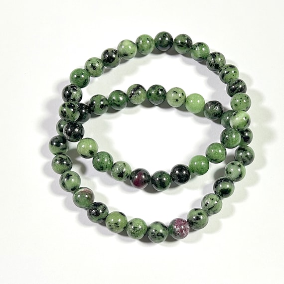 Women Bracelets Gift Green Beads Bracelets Ruby Zoisite Bracelet Energy Stone Bracelets 6mm 8mm 10mm 8''