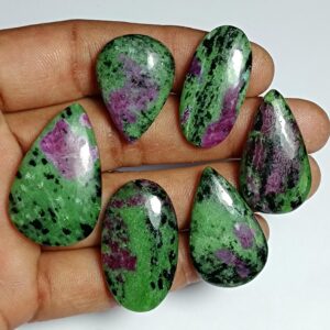 6pcs. Ruby Zoisite Cabochon Lot: Loose Gemstones, Jewelry Making (192 Cts) 6pcs. Ruby Zoisite Cabochon Lot: Loose Gemstones, Jewelry Making (192 Cts)
