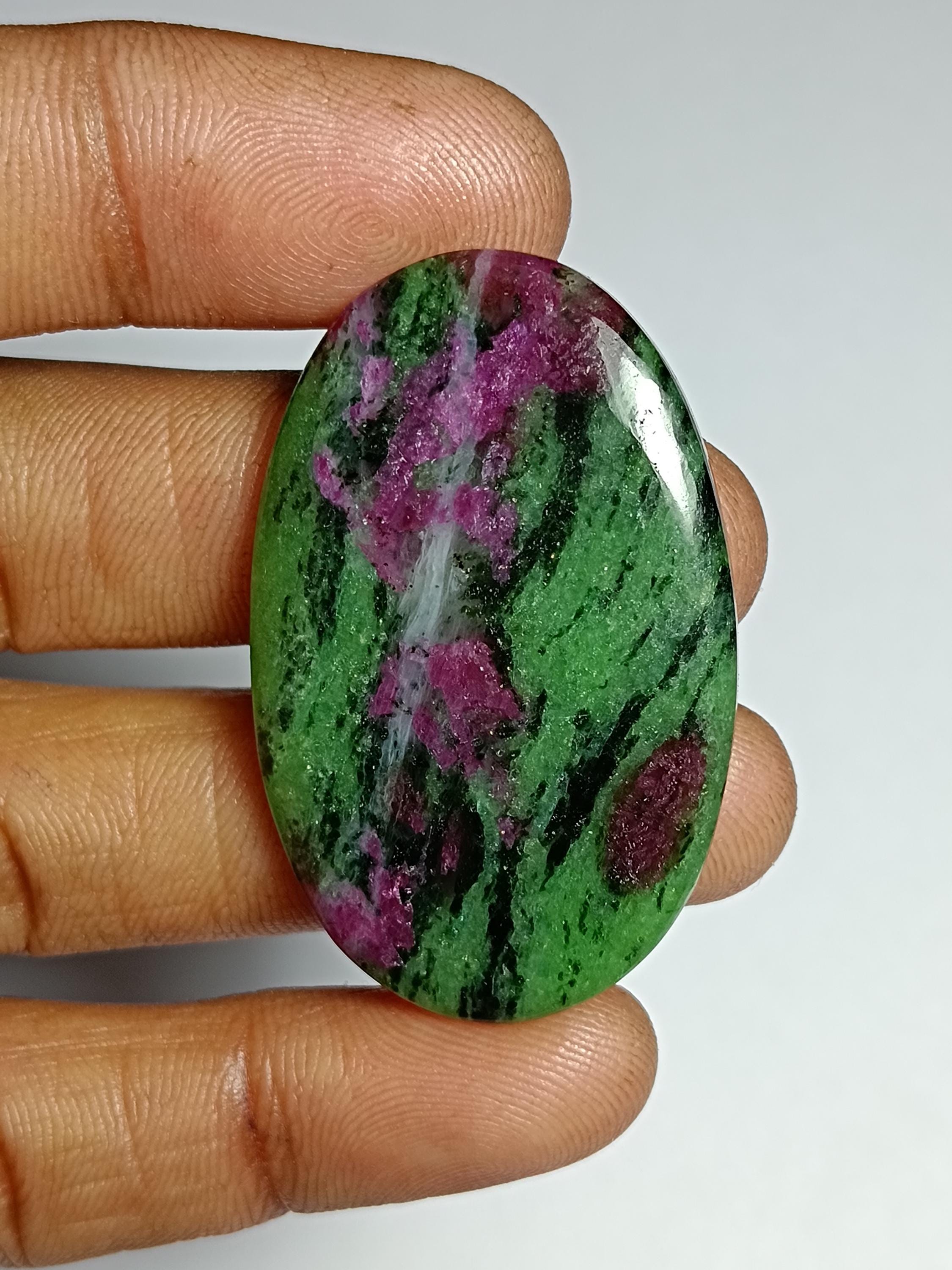 Ruby Zoisite Cabochon: Natural Gemstone For Jewelry Making (55cts, 42x27mm) Ruby Zoisite Cabochon: Natural Gemstone For Jewelry Making (55cts, 42x27mm)