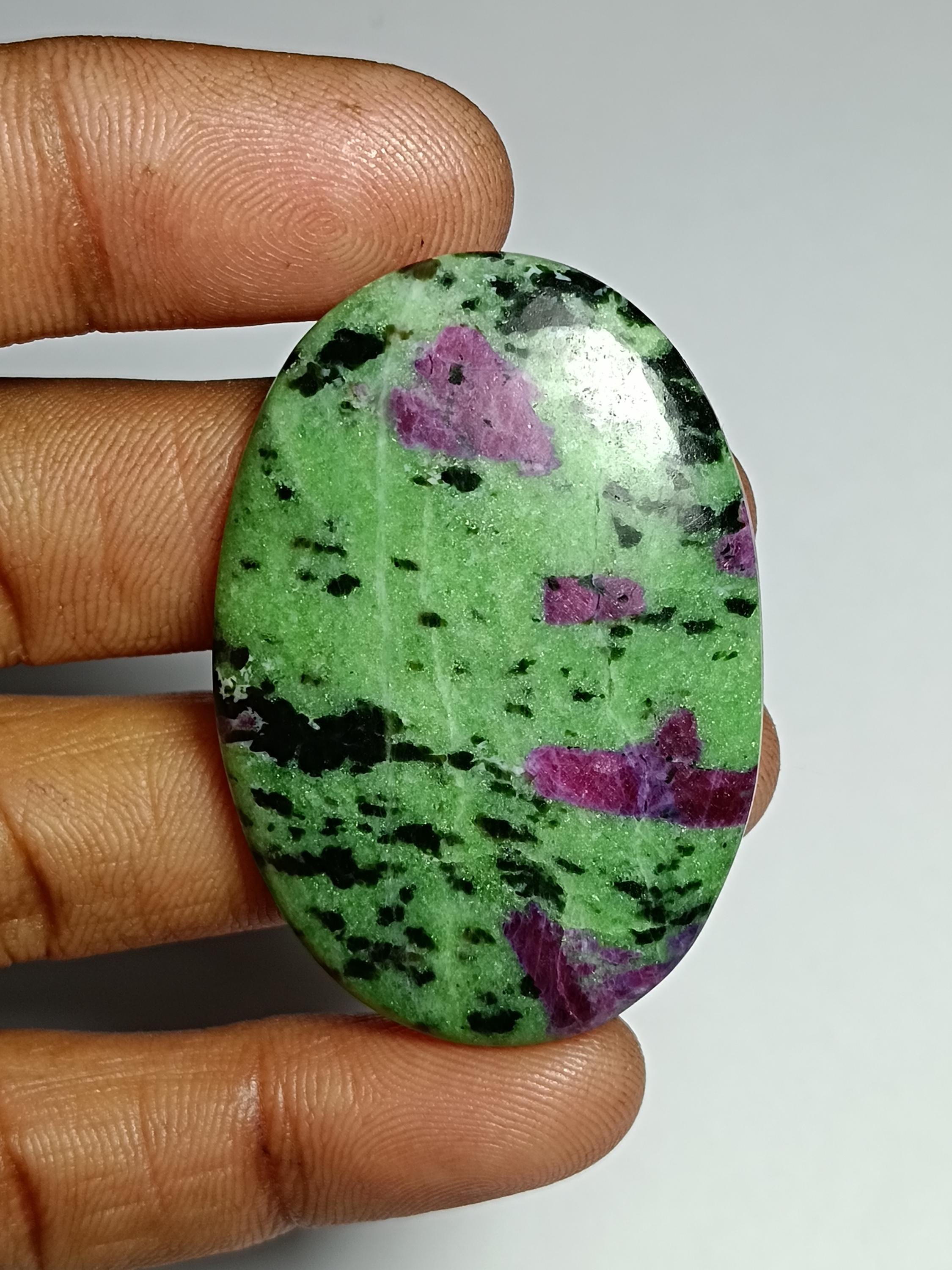 Ruby Zoisite Cabochon: Natural Gemstone For Jewelry Making (90cts, 46x32mm) Ruby Zoisite Cabochon: Natural Gemstone For Jewelry Making (90cts, 46x32mm)
