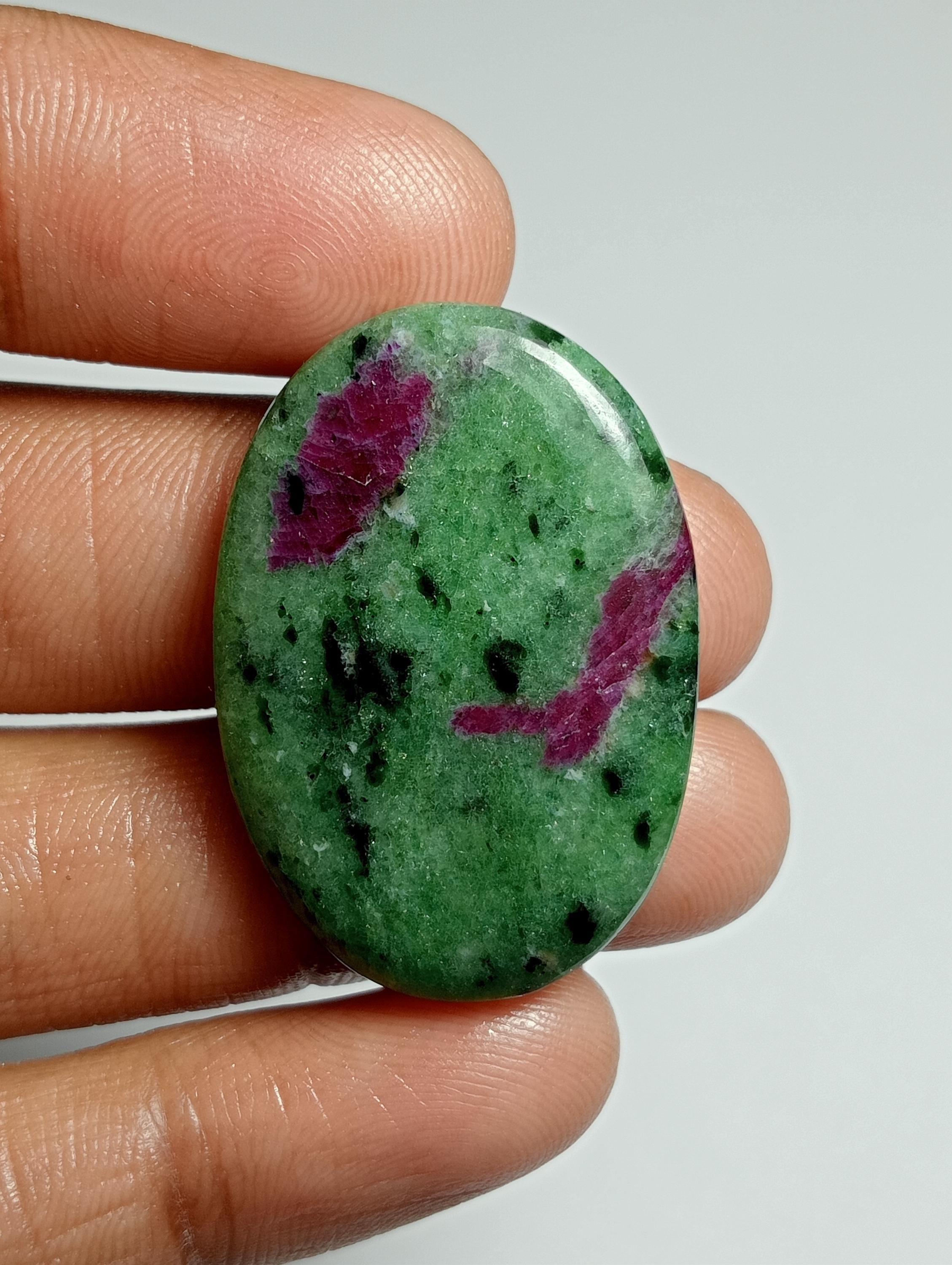 Ruby Zoisite Cabochon: Natural Gemstone For Jewelry Making (49cts, 33x22mm) #150