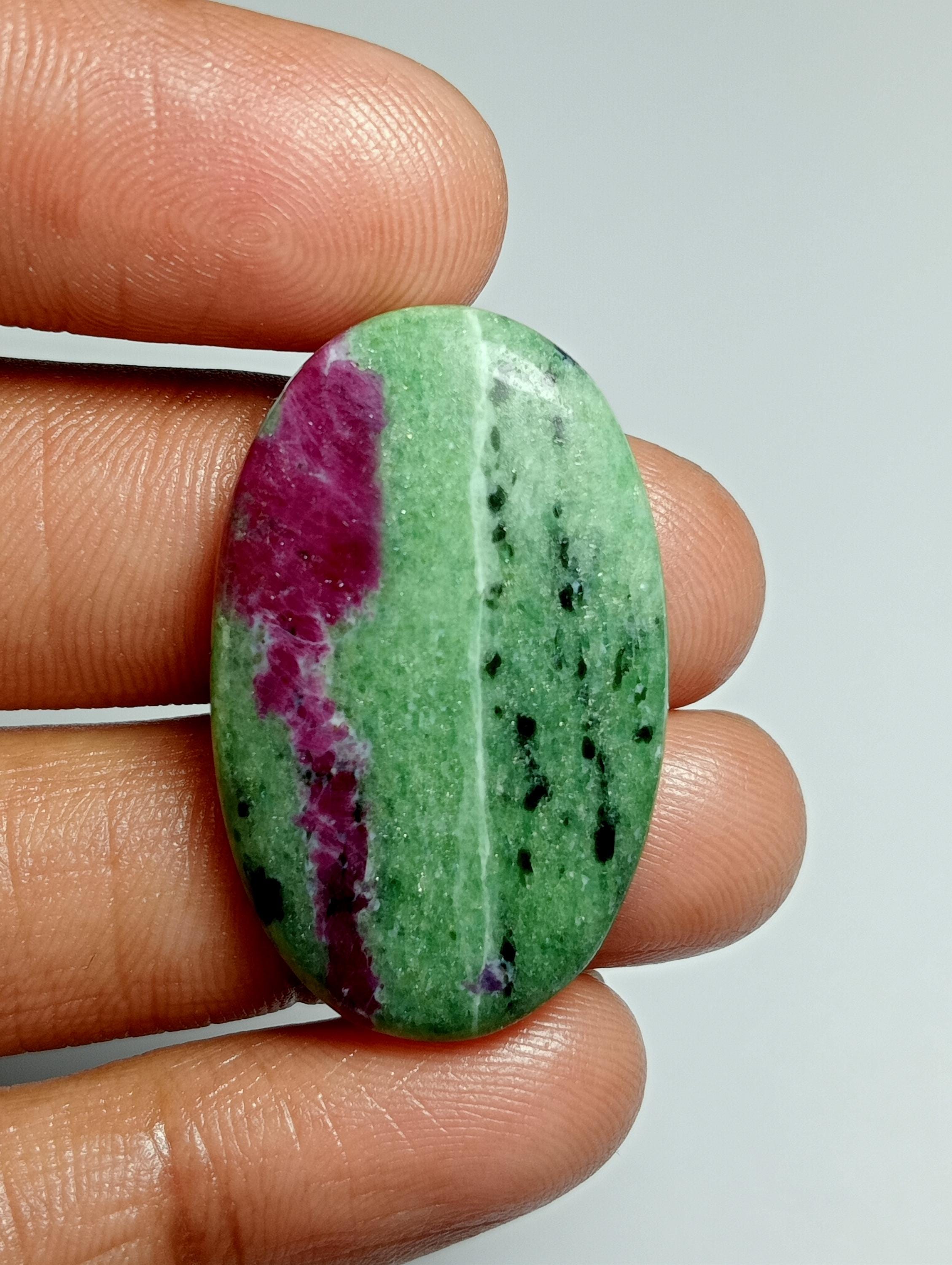 Ruby Zoisite Cabochon: Natural Gemstone For Jewelry Making (41cts, 33x20mm) #150 Ruby Zoisite Cabochon: Natural Gemstone For Jewelry Making (41cts, 33x20mm) #150