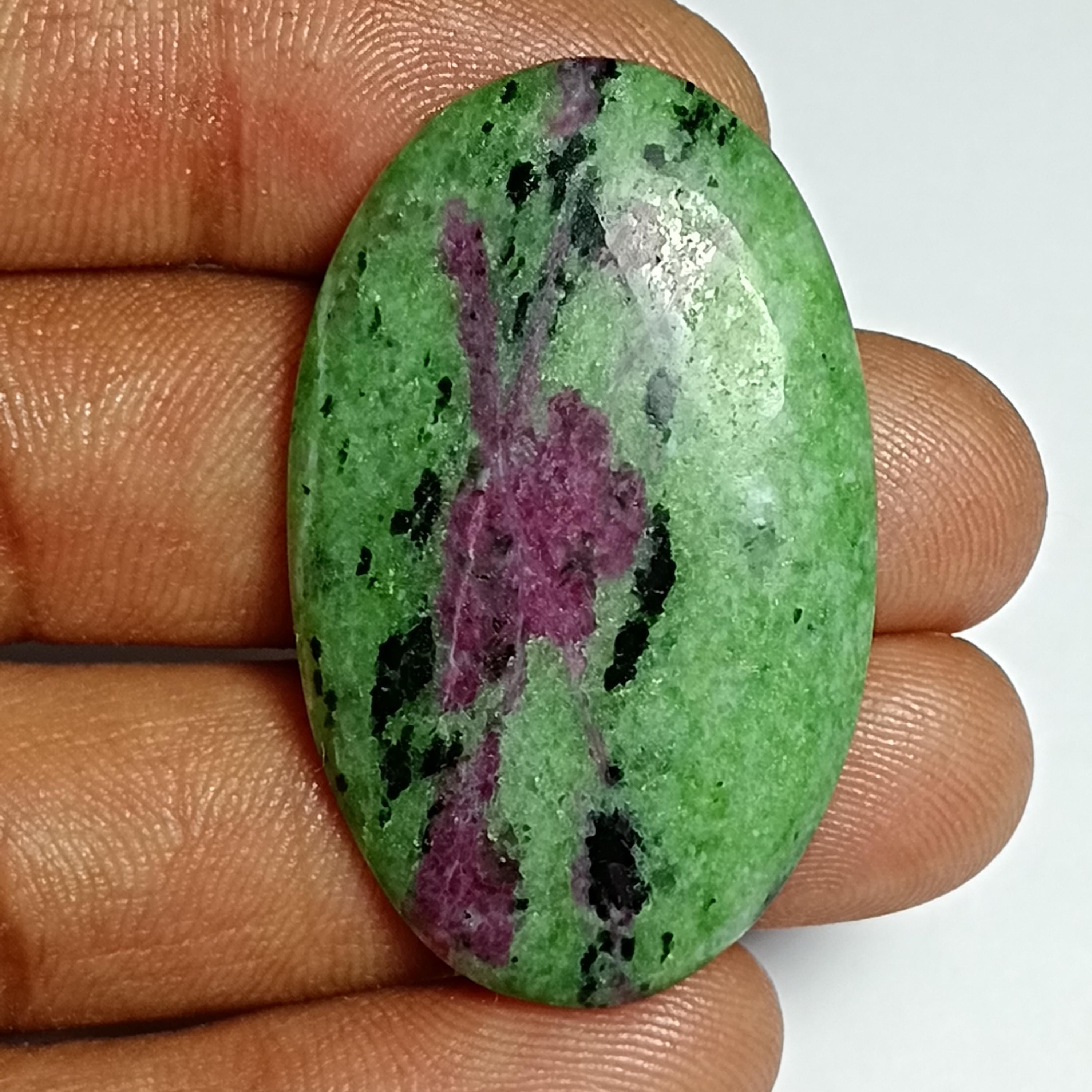 Ruby Zoisite Cabochon: Natural Gemstone For Jewelry Making (58cts, 41x25mm) Ruby Zoisite Cabochon: Natural Gemstone For Jewelry Making (58cts, 41x25mm)