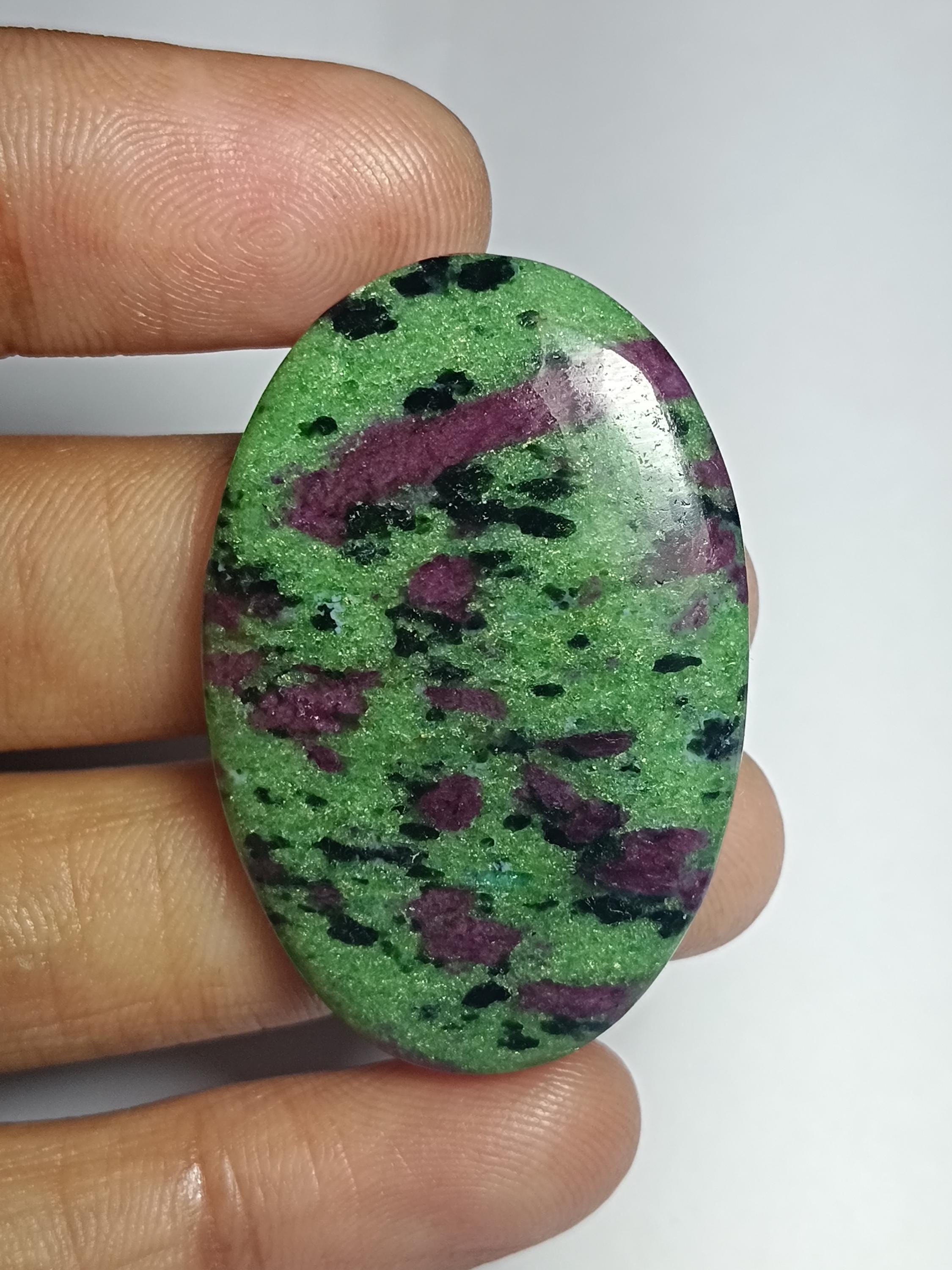 Ruby Zoisite Cabochon: Natural Gemstone For Jewelry Making (75cts, 41 X 27 Mm)