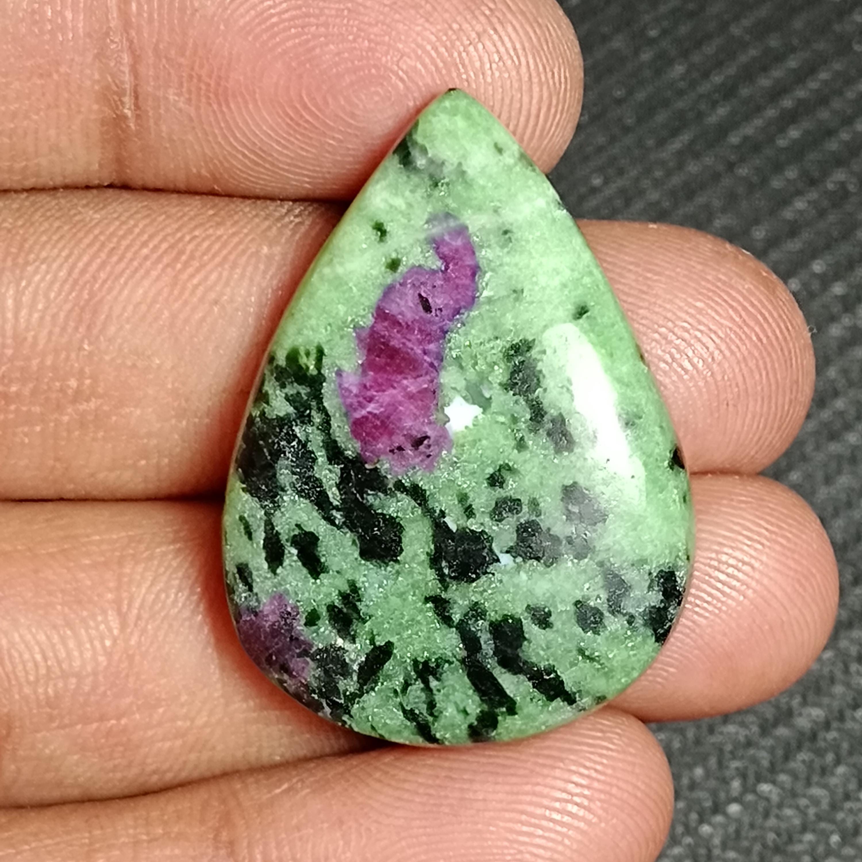 Ruby Zoisite Cabochon: Natural Gemstone For Jewelry Making (55cts, 34x24mm) Ruby Zoisite Cabochon: Natural Gemstone For Jewelry Making (55cts, 34x24mm)
