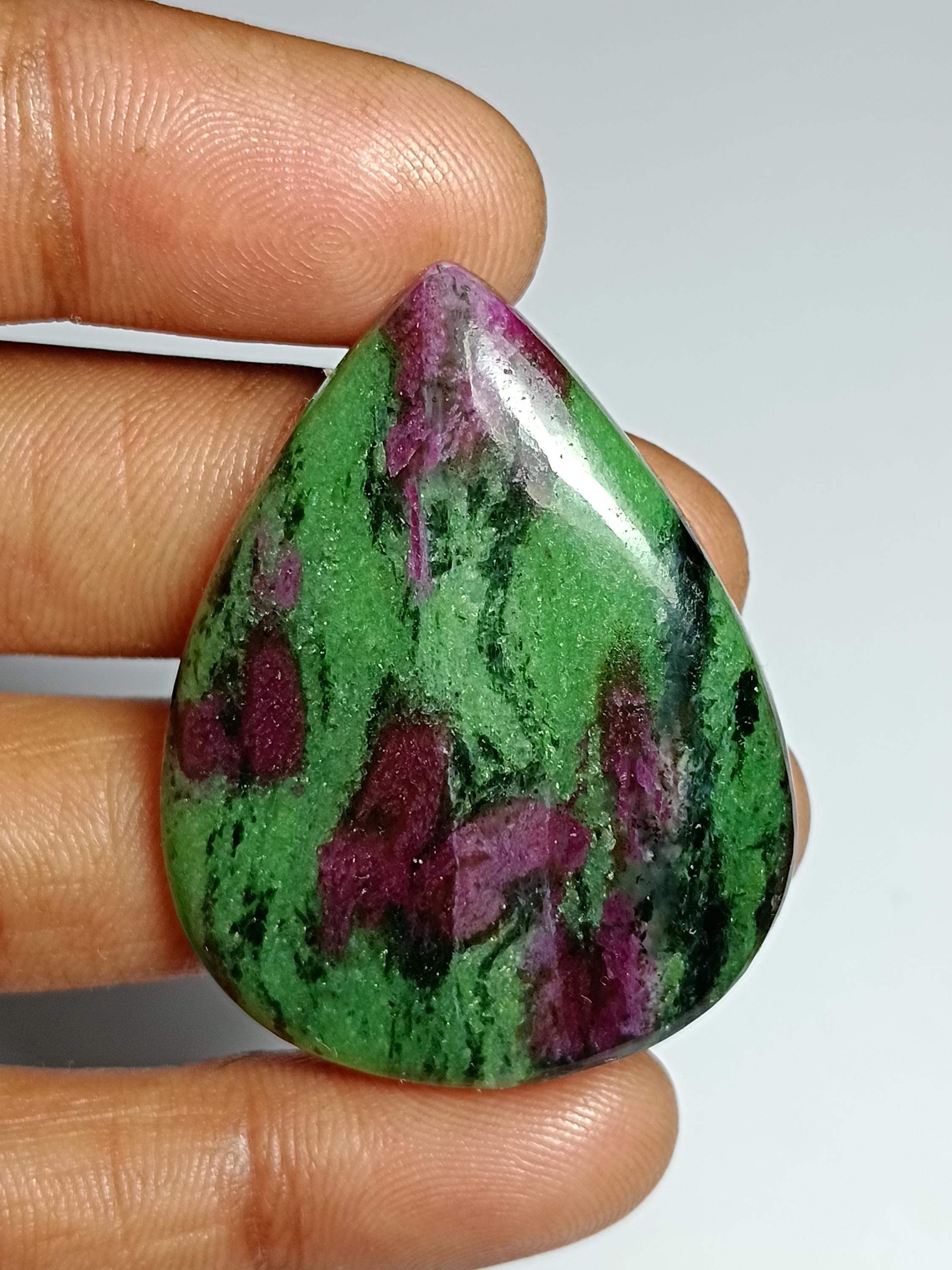 Ruby Zoisite Cabochon: Natural Gemstone For Jewelry Making (78cts, 42x33mm) Ruby Zoisite Cabochon: Natural Gemstone For Jewelry Making (78cts, 42x33mm)