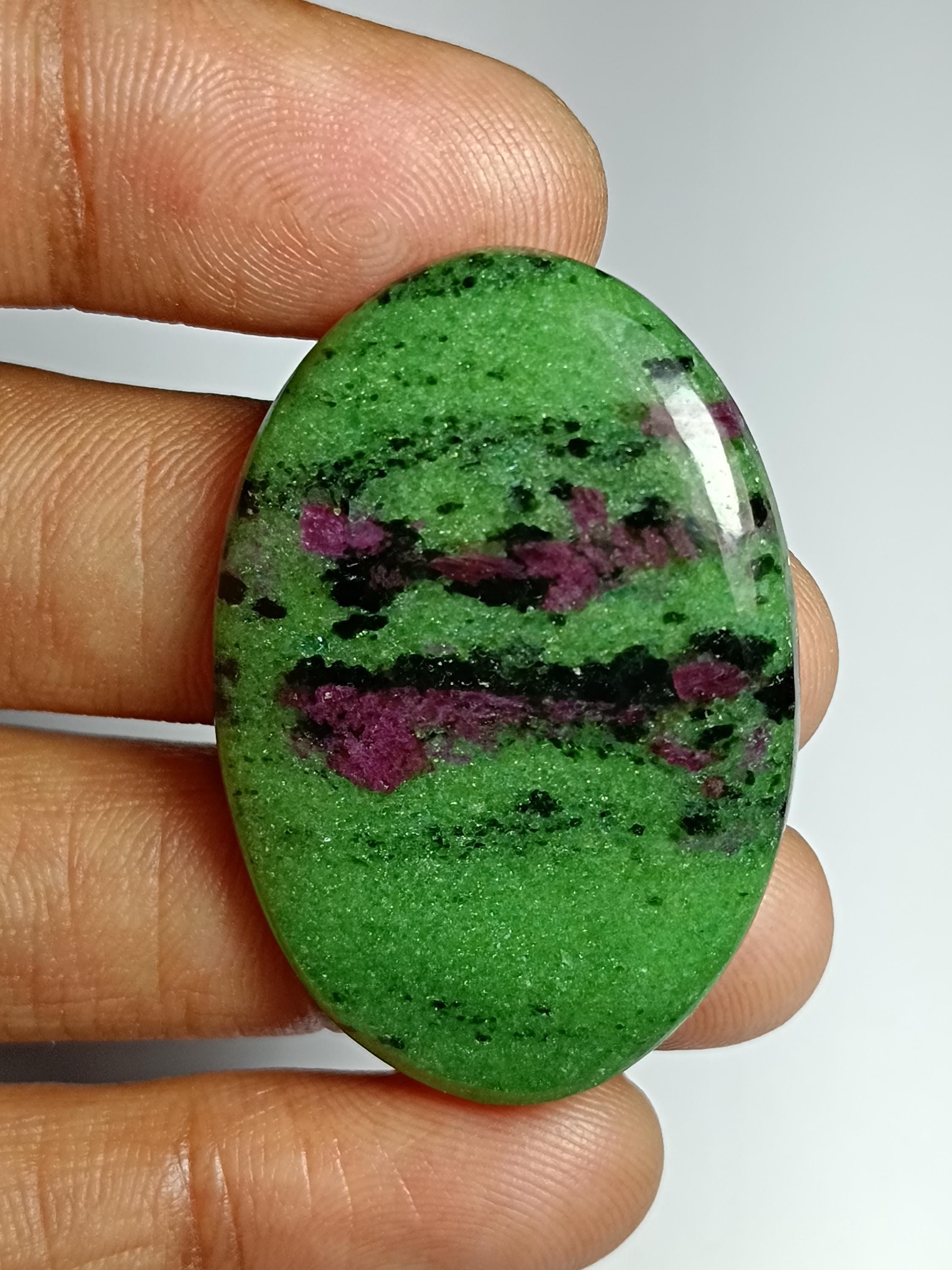 Ruby Zoisite Cabochon: Natural Gemstone For Jewelry Making (65cts, 39x26mm)