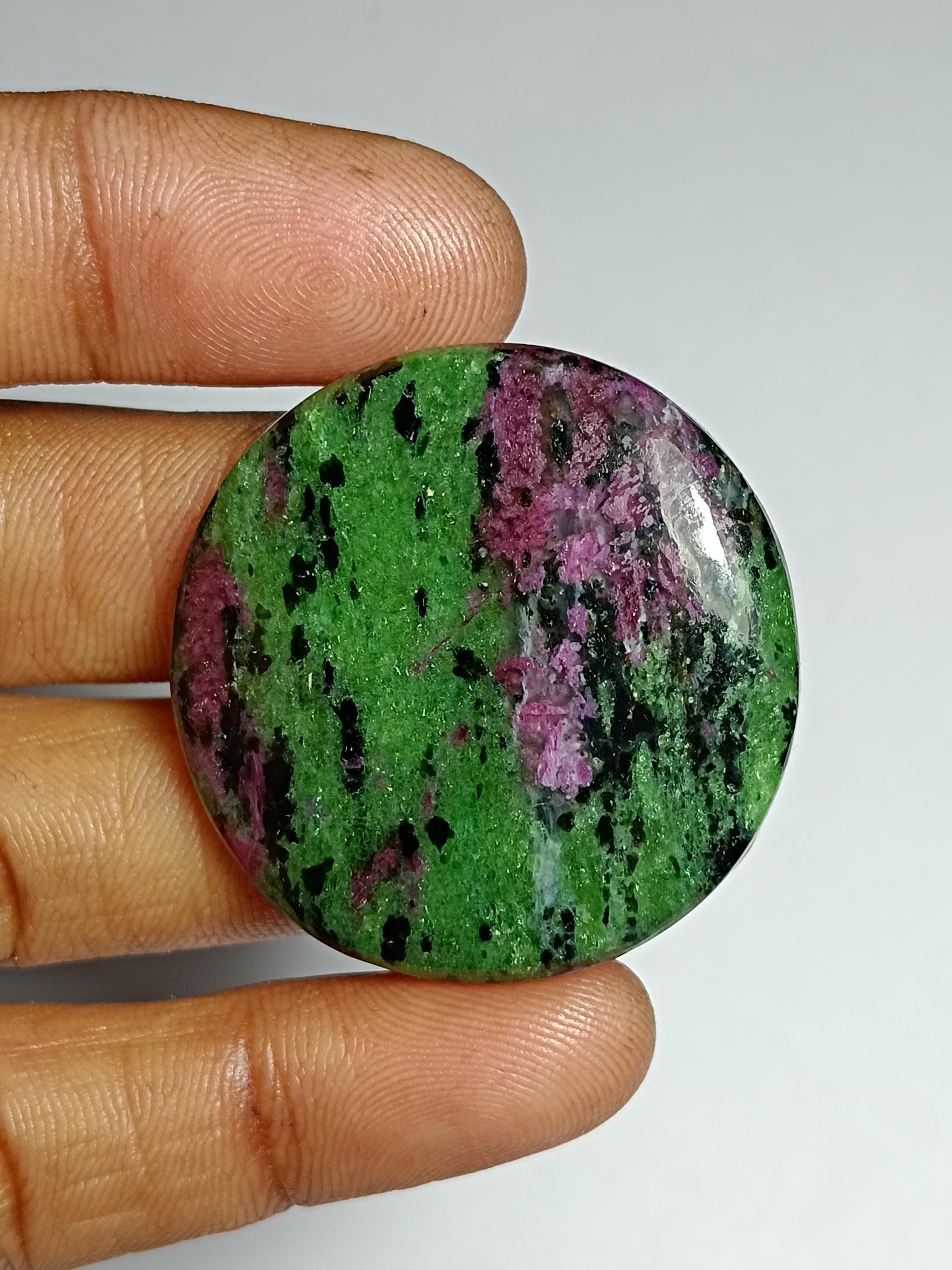 Ruby Zoisite Cabochon: Natural Gemstone For Jewelry Making (79cts, 36x36mm)