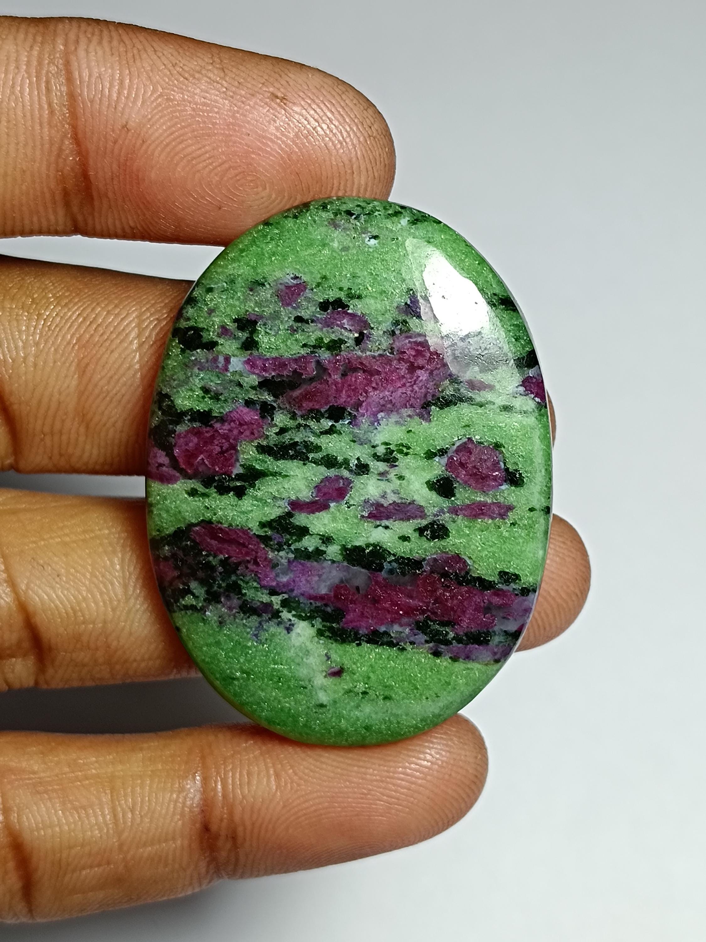 Ruby Zoisite Cabochon: Natural Gemstone For Jewelry Making (89cts, 43x32mm)