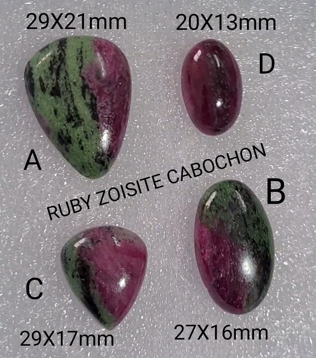 Natural Ruby Zoisite Cabochon: Untreated Watermelon Gemstone Natural Ruby Zoisite Cabochon: Untreated Watermelon Gemstone