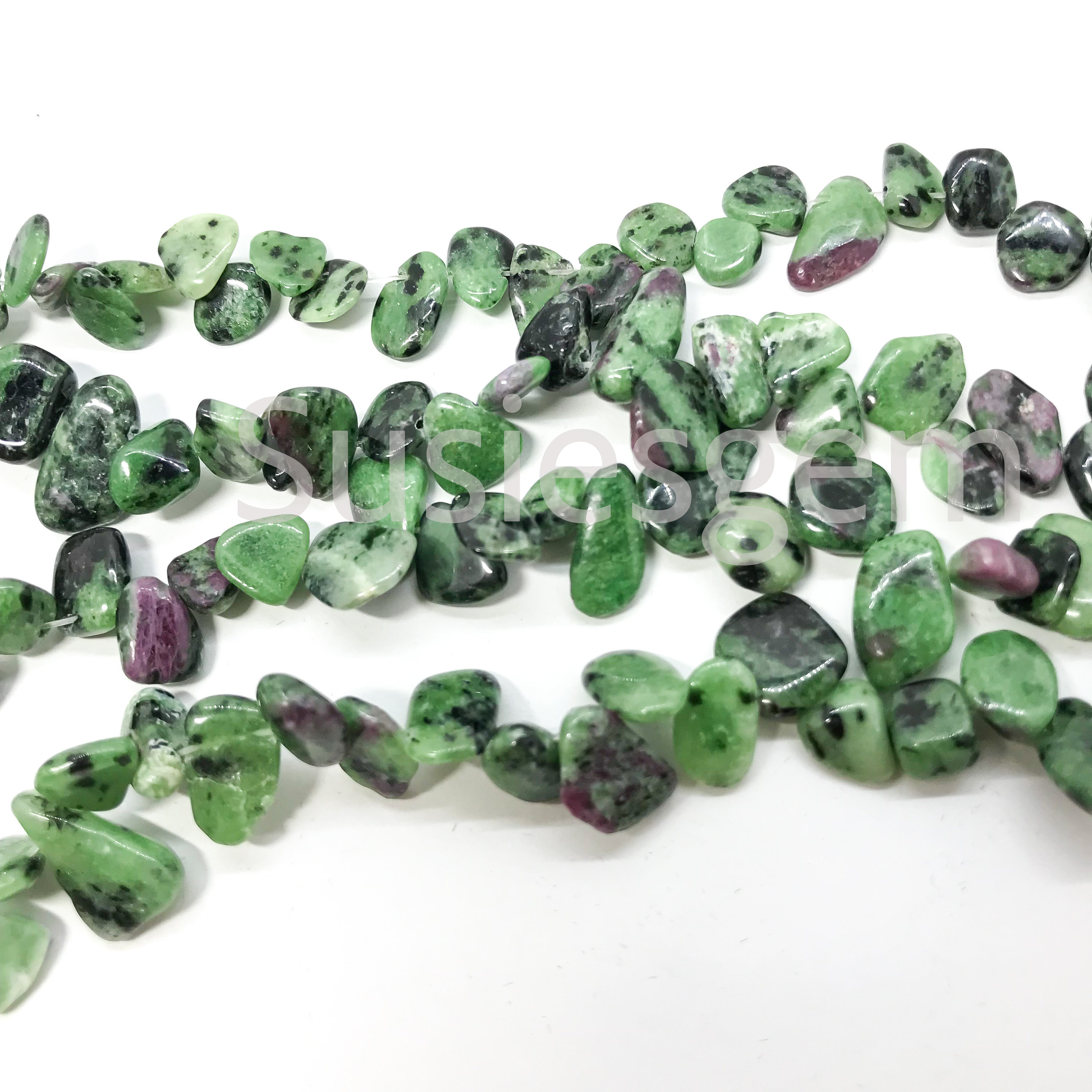 Ruby Zoisite Chip Beads: Natural Gemstone Strand, 8x10mm Ruby Zoisite Chip Beads: Natural Gemstone Strand, 8x10mm