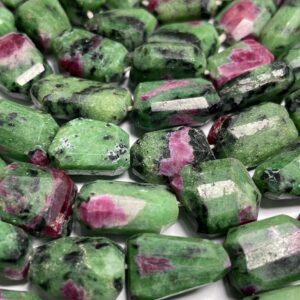 Natural Ruby Zoisite Faceted Nuggets Gemstone Beads, 16x11-18x12 mm Healing Crystal Beads, 10 Inches Strand For Making Jewelry & Craft- Gift