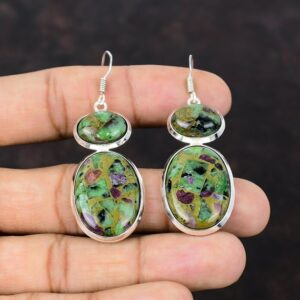 Copper Ruby Zoisite Earrings: Handmade 925 Sterling Silver Jewelry Copper Ruby Zoisite Earrings: Handmade 925 Sterling Silver Jewelry